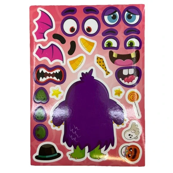 Make-a-face Sticker Stickers Sheets Make Your Halloween Monster 24 Sheets - Picture 8 of 16